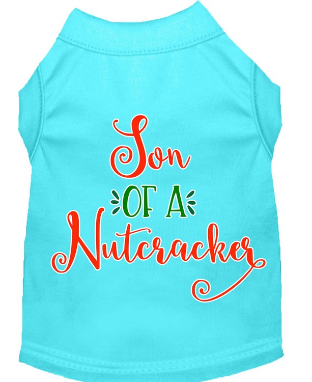 Son of a Nutcracker Screen Print Dog Shirt Aqua XS